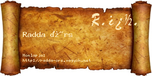 Radda Örs névjegykártya