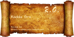 Radda Örs névjegykártya