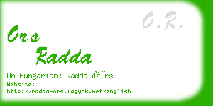 ors radda business card